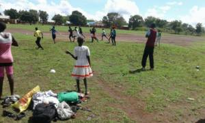 Rugby Tackling Life - 2017, Kitgum Rugby clinic, also in Sunday dresses.